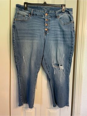 Maurices Light Blue Distressed Ankle Crop Jeans